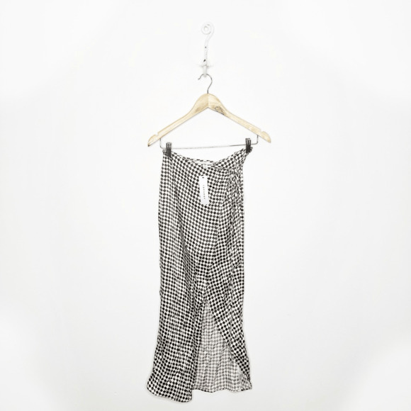 Topshop co-ord hexagonal satin wrap midi skirt in chocolate womens US 2 NWT - Picture 2 of 8